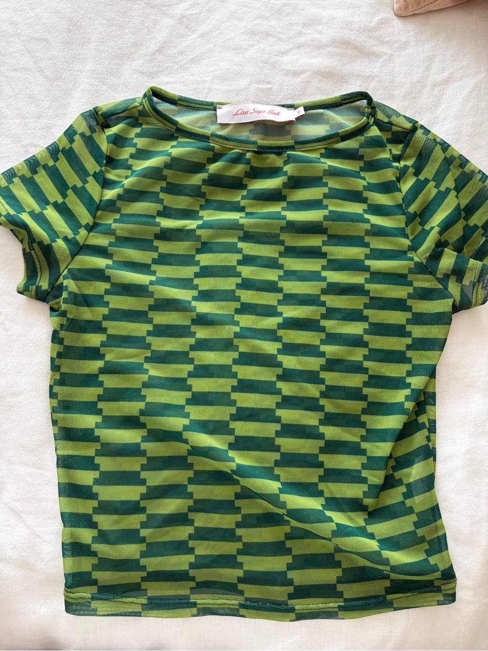 Lisa Says Gah Green Mesh Top